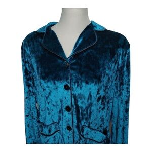 Aimee Kestenberg Teal Crushed Velvet Lounge Set Pajama Set L/G